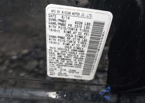 2014 Nissan Rogue Select S из США, поврежденный, VIN JN8AS5MTXEW619455